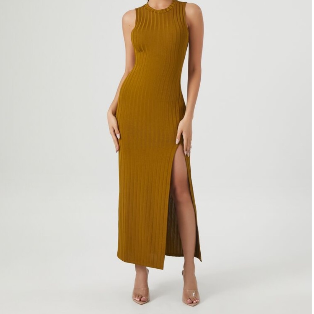 Ribbed Knit Sleeveless Maxi Dress